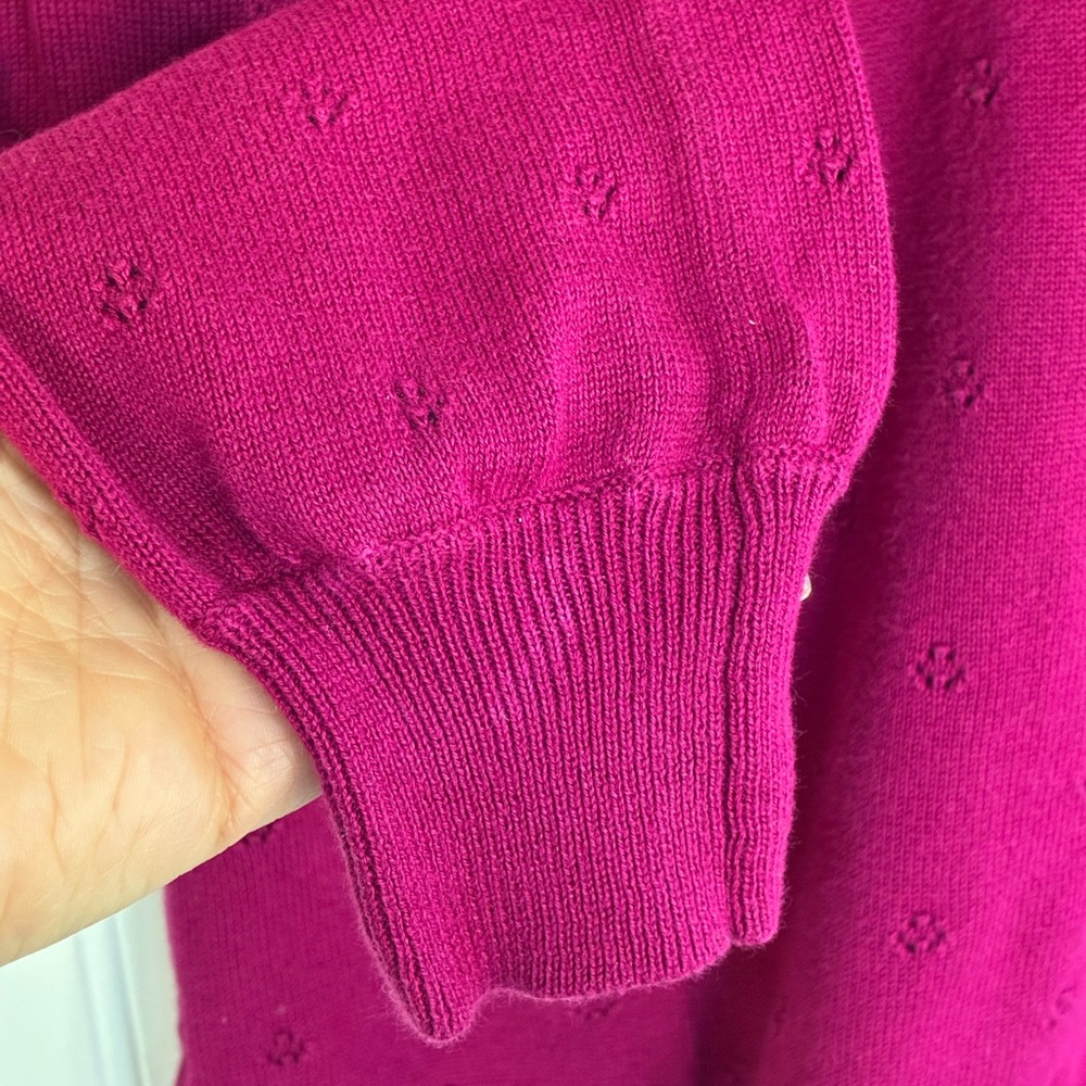 Tea Collection Fuchsia Button-Up Pointelle Sweater - Picture 8 of 11